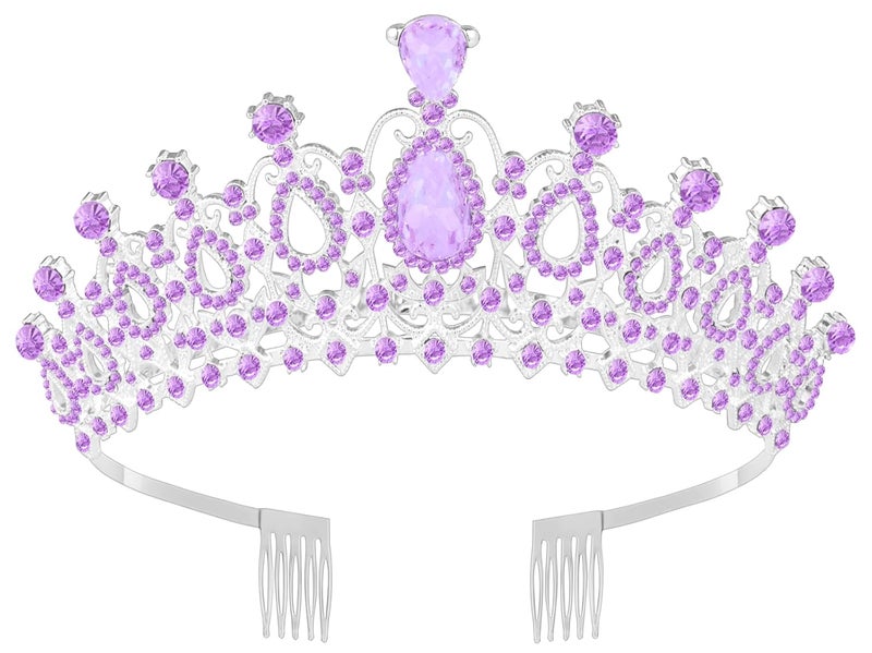 Queenship Tiara Crown for Women, Queen Tiara for Birthday Prom Bridal Party Custome Purple - Image 1